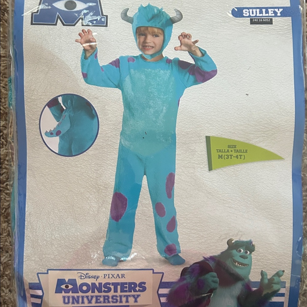 3-4T NWT Monsters University Sulley Kids Costume - Blue and Purple